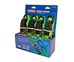 Faithfull FAITDRATSET4 Ratchet Tie Down 5M x 25mm BS600kg - Set of 4