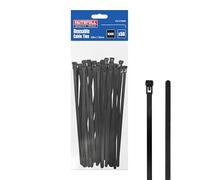 Faithfull Lot de 50 attaches de câble réutilisables 250 mm x 7,6 mm - En nylon robuste 66 Libérables avec résistance aux UV, résistance à la traction de 230N pour la gestion des câbles, l'organisation