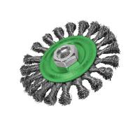 Faithfull Plat Noeud Torsion Fil Brosse 115 x 12mm M14x2 Bore, 0.35mm Inox St.