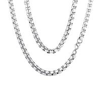 FaithHeart 6mm Chaine Homme Acier Inoxydable 75cm, Collier Maillon Arrondie 6mm, Collier Homme Longue Chaine Argent de Rapper Style