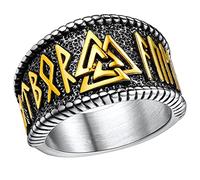 FaithHeart Anneau Valknut Triangle Acier Inoxydable Or Bague Viking Nordique Runique Gothique Bijoux Biker pour Homme Garçon 64