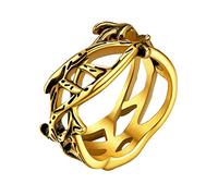 FaithHeart Bague Couronne d'Epines Bague Tête de Mort en Acier Inoxydable/Plaqué Or/Noir Taille 54-72 Bijoux Homme Gothique Punk Style