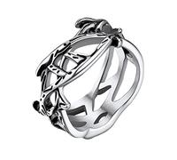 FaithHeart Bague Couronne d'Epines Bague Tête de Mort en Acier Inoxydable/Plaqué Or/Noir Taille 54-72 Bijoux Homme Gothique Punk Style