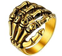 FaithHeart Bague Main de Squelette Bijoux Gothique Satanique Or 64