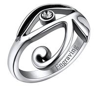FaithHeart Bague Nom Personnalisable Oeil d'Horus Acier Inoxydable Anneau Personnalisé Rond Égyptien Taille 64 Bijoux Anneau Bagues Motard Gothique Biker Vintage Porte Bonheur Cadeau pour Garçon Père