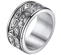 FaithHeart Bague Oeil de Dieu Acier Inoxydable Taille 69 Anneau Anti Stress Bijoux Porte Bonheur pour Homme