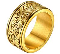 FaithHeart Bague Oeil de Dieu Plaqué Or Taille 69 Anneau Anti Stress Bijoux Porte Bonheur pour Homme