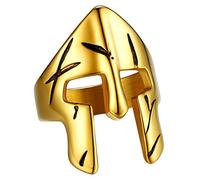 FaithHeart Bague Spartiate Fantome de Sparte Or Chevalière Homme Casque Guerrier Spartiate Taille 62 Bague Biker Gothique