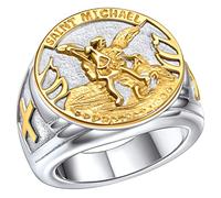 FaithHeart Bague Tête De Mort Homme,Chevalière Crâne Or/Noir/Acier Inoxydable,Taille 54-71.5,Bijoux Anneau Gothique Biker Vintage Punk,Cadeau pour Fan de Rock,Hommes Garçons Ados