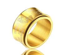 FaithHeart Bague Tournante Homme 62 Or,Bagues Prière de Mains Religieuse Acier Inoxydable, Bijoux Amulette Anneau Anti Stress,Cadeau pour Hommes