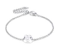 FaithHeart Bracelet Mémoire avec Initial D Amitié pour Fille Acier Inoxydable Chaîne Bracelet Lettre D Charm Coeur Bijoux Vintage pour Anniversaire Saint Valentin