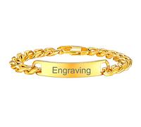 FaithHeart Bracelet Or Homme Personnalisé Gourmette Prénom Gravé Femme