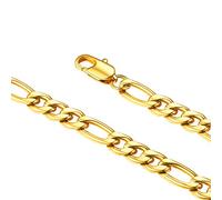 FaithHeart Chaine pour Pendentif - Collier Or 18K Maillon Figaro 3 en 1-5mm Chaîne Doré en Acier Inoxydable 316L - Bijoux Accessoire Chaine Plate Tour de Cou 40 cm (16 Pouce)