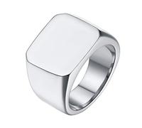 FaithHeart Chevalière Bague Homme 59 Sceau Signet Acier Inoxydable Bijoux Anneau Carré Gothique Simple Biker Vintage Fan de Rock