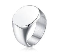 FaithHeart Chevalière Bague Homme 59 Sceau Signet Acier Inoxydable Bijoux Anneau Rond Gothique Simple Biker Vintage Fan de Rock