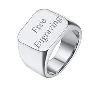 FaithHeart Chevalière Homme Prénom Personnalisable Bague Sceau Signet Personnalisé Prénom Acier Inoxydable Sceau Signet à Graver Taille 56.5