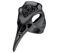 FaithHeart Chevalière Viking Homme Crâne du Corbeau Taille 59 Bague Noeud Celtique Tête de Mort de Corbeau Noire