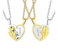 FaithHeart Collier Amitier pour 2 Prénoms Personnalisé,Pendentifs Coeur Séparable Couple en Acier Inoxydable,Bijoux Chat BFF Friendship Meilleure Amie Best Friends,Cadeau pour Enfants Filles