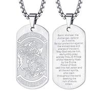 FaithHeart Collier Archange St Michel Acier Inoxydable Pendentif Plaque Militaire Archange Michael Bijoux Cadeau pour Homme Femme