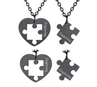 FaithHeart Collier Coeur Séparable en 2 pour Couple Amoureux, Pendentifs Prénoms Personnalisé pour Hommes et Femmes,Bijoux d’Amitié BFF Meilleure Amie Best Friends
