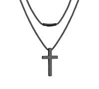 FaithHeart Collier Croix Chrétienne Homme Acier Inoxydable/Plaqué Or/Noir | Pendentif Croix en Tailles S/M/L, Chaine de 2,5/3mm - 40/45/50/55/60cm de Long, Bijoux Religieux pour Baptême/Communion