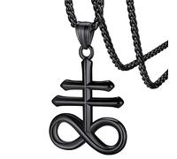 FaithHeart Collier Croix de Satan Noir Pendentif Léviathan Bijoux Gothique Satanique