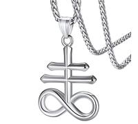FaithHeart Collier Croix de Satanique Acier Inoxydable Pendentif Léviathan Satan Bijoux Gothique Homme