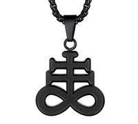 FaithHeart Collier Croix Satanique Pendentif Léviathan Noir Bijoux Homme