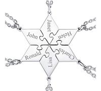 FaithHeart Collier d'Amitié pour 6, 6 Pièces Pendentifs Séparable Meilleure Amie Prénom Personnalisé en Acier Inoxydable avec Chaîne Ajustable,Bijoux BFF Best Friends Cadeau