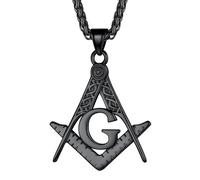 FaithHeart Collier Franc Maçon Pendentif Maçonnique Noir Acier Inoxydable