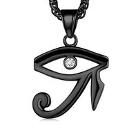 FaithHeart Collier Homme Oeil d’Horus Noir, Pendentif Charm Amulette avec Chaine Sipga Ajustable, Bijoux Egyptien Porte Bonheur pour Homme