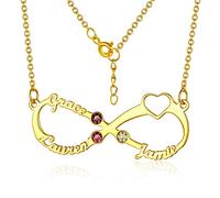 FaithHeart Collier Infini avec Pierre de Naissance Or Nom Gravé Pendentif Prénom Personnalisé Bijoux Cadeau Anniversaire Fête des Mères pour Femme Maman Homme