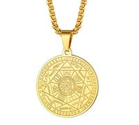 FaithHeart Collier Pentacle de Protection Talisman de Médaille Sceau des 7 Archanges Pendentif Porte Bonheur Homme Or Bijoux Cadeau Religieux Talisman Protection