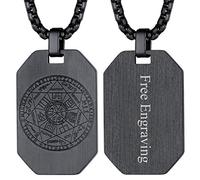 FaithHeart Collier Plaque Homme à Graver,Médaille Talisman 7 Archange, Pendentif Sceau des 7 Archanges en Acier Inoxydable,Bijoux Personnalisé Cadeau Porte Bonheur Amulette Protection