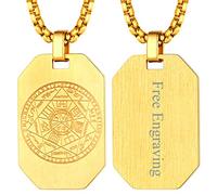 FaithHeart Collier Plaque Homme Or Personnalisable,Médaille Talisman 7 Archange, Pendentif Sceau des 7 Archanges en Acier Inoxydable,Bijoux Personnalisé Cadeau Porte Bonheur Amulette Protection