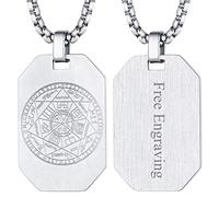 FaithHeart Collier Plaque Homme Personnalisable,Médaille Talisman 7 Archange, Pendentif Sceau des 7 Archanges en Acier Inoxydable,Bijoux Personnalisé Cadeau Porte Bonheur Amulette Protection