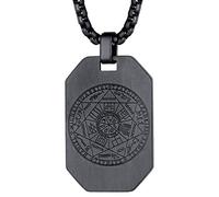 FaithHeart Collier Plaque Médaille Talisman 7 Archange Homme Pendentif Plaque Noir Sceau des 7 Archanges Acier Inoxydable Bijoux Porte Bonheur Amulette Protection