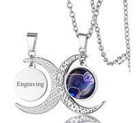 FaithHeart Collier Prénom Personnalisé Signe Astrologique Bélier Femme,Pendentif Demi Lune Personnalisable en Acier Inoxydable,Bijoux Porte Bonheur Cadeau Anniversaire pour Femmes Enfant Fille