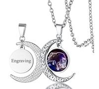 FaithHeart Collier Prénom Personnalisé Signe Astrologique Taureau Femme,Pendentif Demi Lune Personnalisable en Acier Inoxydable,Bijoux Porte Bonheur Cadeau Anniversaire pour Femmes Enfant Fille