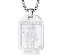 FaithHeart Collier Saint Christophe Acier Inoxydable Pendentif Religieux Bijoux Saints Patrons Chrétienne