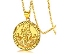FaithHeart Collier Saint Christophe Or Femme,Médaille Religieux Argent 925,Pendentif Saint Patrons Catholique,Bijoux Porte Bonheur Amulette de Protection pour Femmes Fille