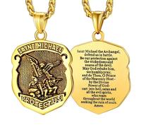 FaithHeart Collier Saint Michel en acier inoxydable/plaqué or 18 carats avec pendentif amulette St Michel Archange pour homme et femme avec emballage cadeau, Acier inoxydable, Pas de pierre précieuse
