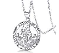 FaithHeart Collier Saint Patrons Argent Femme,Médaille Saint Christophe,Pendentif Religieux Amulette de Protection,Bijoux Catholique Porte Bonheur Cadeau pour Filles Femmes