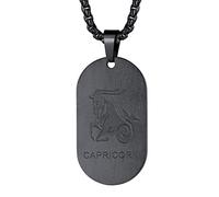 FaithHeart Collier Signe Astrologique Capricorne Chaîne Pendentif Plaque Militaire Homme Noir Acier Inoxydable Plaque Militaire Médaille Zodiaque