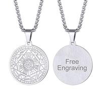 FaithHeart Collier Talisman de Médaille Sceau des 7 Archanges Personnalisable pour Homme et Femme,Bijoux Prénom Personnalisé Pendentif Occulte Amulette de Protection Cadeau Anniversaire Noel