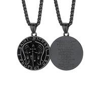 FaithHeart Collier Talisman Femme Michel Protection-Pendentif Archange Michel Acier Inoxydable avec Chaîne Réglable 55 cm-Bijoux Religieux Amulette Médaille Talisman