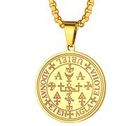 FaithHeart Collier Talisman Femme Protection-Pendentif Archange Ariel Plaqué Or en Acier Inoxydable avec Chaîne Réglable 55 cm-Bijoux Religieux Amulette Médaille Talisman pour Hommes et Femmes