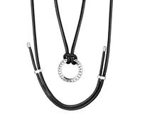 FaithHeart Collier Viking Homme, Pendentif Anneau Cerle Möbius Runique en Acier Inoxydable avec Chaîne Cuir Ajustable de 40 à 80 cm, 2,5mm de Large