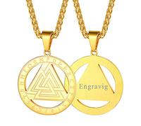 FaithHeart Collier Viking Pendentif Valknut Scandinavn islandais Odin Symbole Norse Amulette de Nordique Vintage 24 Runes Protection en Acier Inoxydable 316L en Or Pendentif Personnalisable