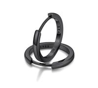 FaithHeart Créoles Noires Femme 14mm en Argent 925, Boucle d'Oreille Anneau Homme Noir Sterling, s925 Black Huggie Hoop Earrings